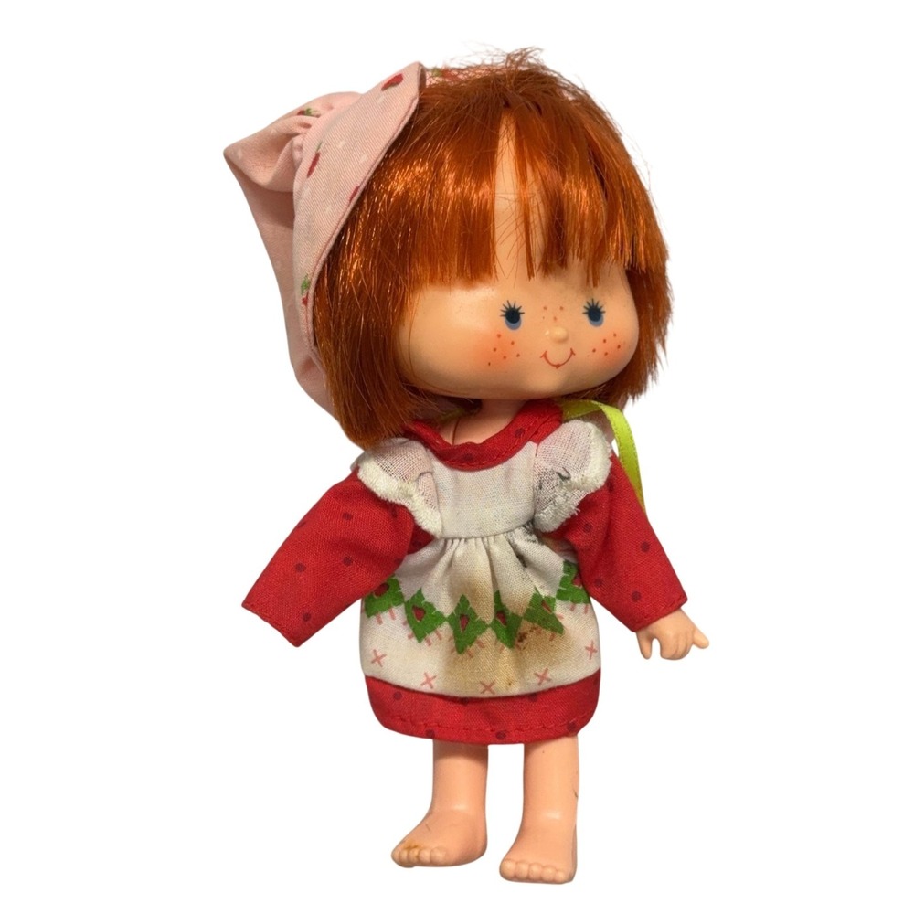Vintage Strawberry Shortcake Doll 7" Red Hair Pink Hat‎ American Greetings 80's